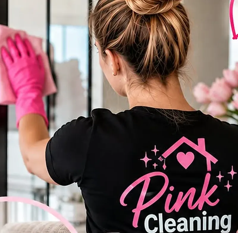 Pink Cleaning pudser vindue